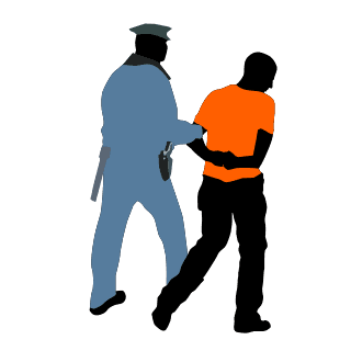 Pictogram bij delict, agent neemt overtreder in de arm