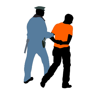 Pictogram bij delict, agent neemt overtreder in de arm