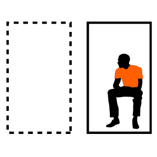 Pictogram vervolging, man zit op bankje